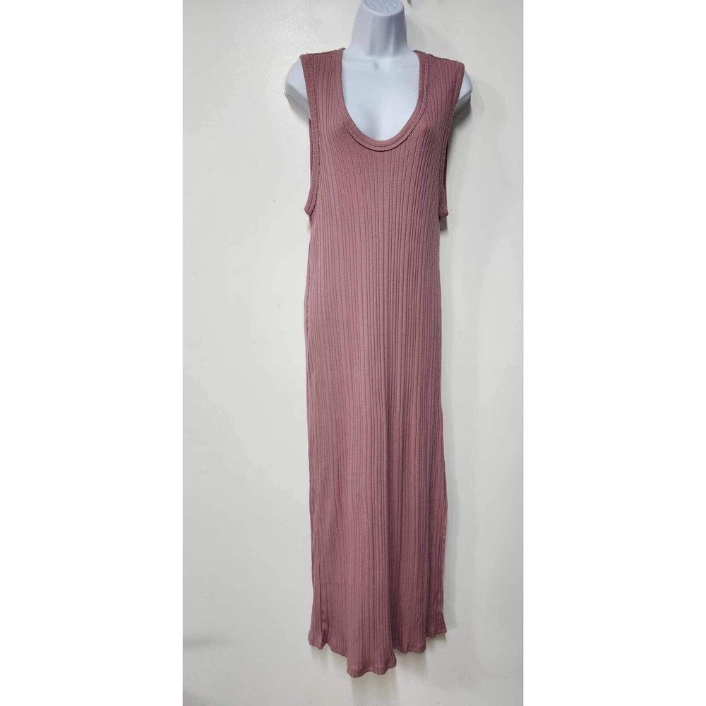 FREE PEOPLE BEACH Cut Out Back Ribbed Maxi Tank Dress w/ Side Slit Size XS. B-4 - Picture 2 of 5